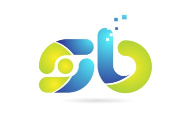 sb s b mavi yeşil kombinasyon alfabe harf logo simge tasarımı