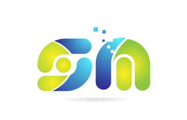 sm s m mavi yeşil kombinasyon alfabe harf logo simge tasarımı