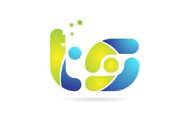 ts t s mavi yeşil kombinasyon alfabe harf logo simge tasarımı