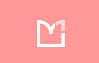 logo simgesi tasarımı için pembe beyaz alfabe harfi m