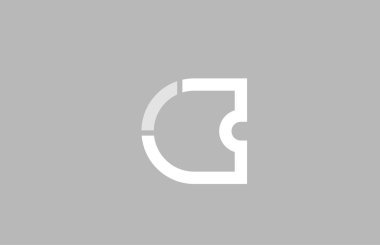 şirket logosu simgesi için gri beyaz renklerde alfabe harfi c