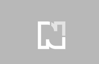 şirket logosu simgesi için gri beyaz renklerde alfabe harfi n