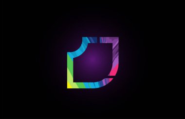 şirket logosu simgesi için renkli alfabe harfi j