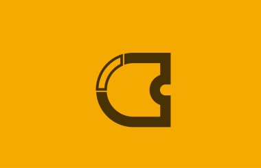 şirket logosu simgesi için sarı kahverengi çizgi alfabe si harfi c