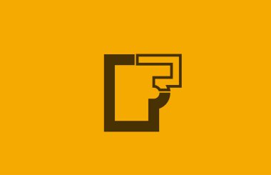 şirket logosu simgesi için sarı kahverengi çizgi alfabesi harf f