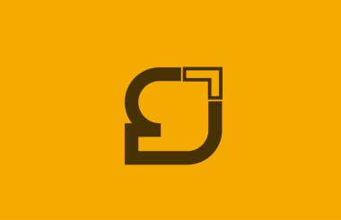 şirket logosu simgesi için sarı kahverengi çizgi alfabesi harfi g