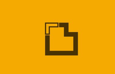 şirket logosu simgesi için sarı kahverengi çizgi alfabe harfi l