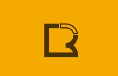 şirket logosu simgesi için sarı kahverengi çizgi alfabe si harfi r