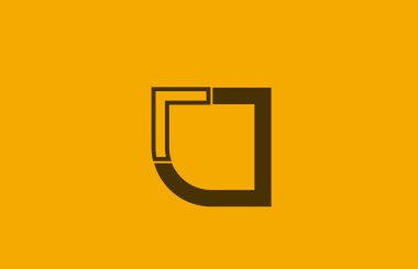 şirket logosu simgesi için sarı kahverengi çizgi alfabe harfi u