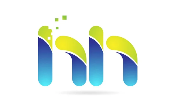 Hh h h bleu vert combinaison alphabet lettre logo icône design — Image vectorielle