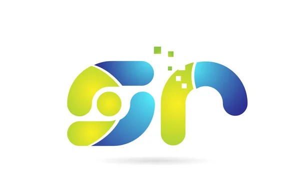 SR s r blauw groene combinatie alfabet letter logo pictogram ontwerp — Stockvector
