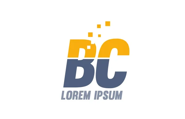 Yellow blue BC B C alphabet letter logo company — Stock Vector