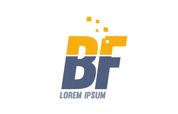 Yellow blue BF B F alphabet letter logo company — Stock Vector
