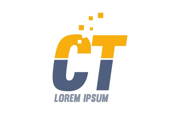 Amarillo azul CT C T alfabeto letra logotipo empresa — Archivo Imágenes Vectoriales