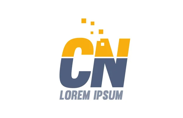 Jaune bleu CN C N lettre alphabet logo entreprise — Image vectorielle