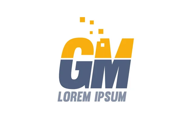 Yellow blue GM G M alphabet letter logo company — Stock Vector