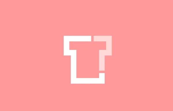 Alfabeto branco rosa letra t para design de ícone do logotipo —  Vetores de Stock