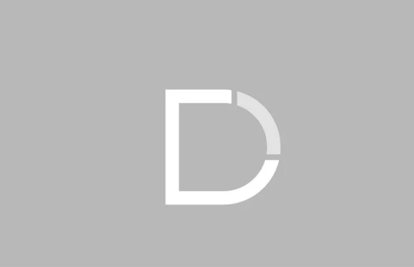 Litery alfabetu d w szarym kolorze białym dla logo firmy ikona — Wektor stockowy