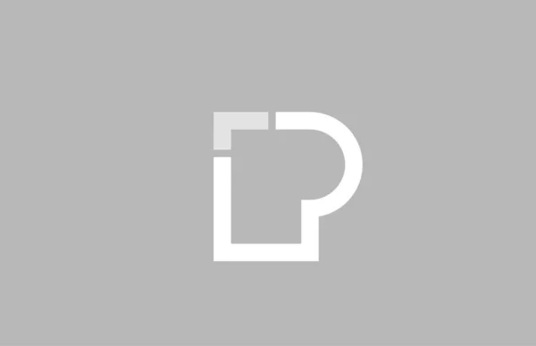 Litery alfabetu p w szarym kolorze białym dla logo firmy ikona — Wektor stockowy