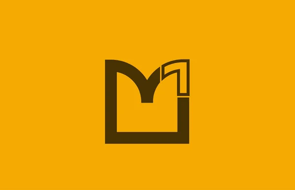 会社のロゴ アイコンの黄色の茶色の線のアルファベット文字 m — ストックベクタ