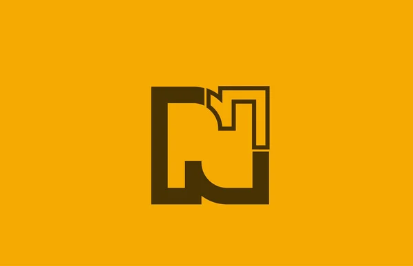 Gul brun linje alfabet bokstaven n för företagets logotyp ikon — Stock vektor