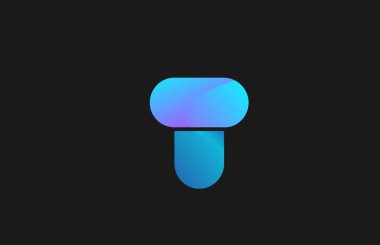 şirket logo tasarımı için pembe mavi alfabesi harfi T