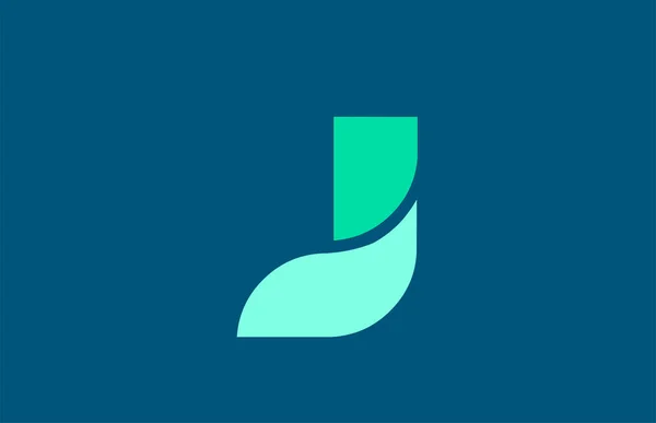 J in blaugrüner Farbe Buchstabe Logo-Alphabet für Icon-Design — Stockvektor