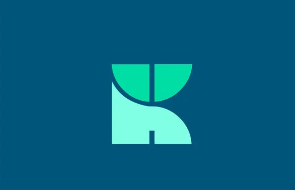 K v modrozelené barvě písmenko abeceda pro design ikon — Stockový vektor
