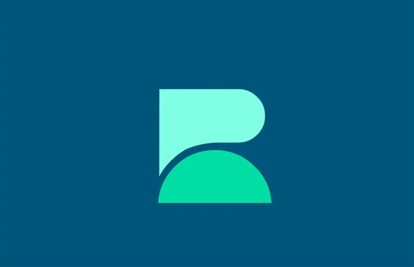 R em azul letra de cor verde alfabeto logotipo para design de ícone — Vetor de Stock