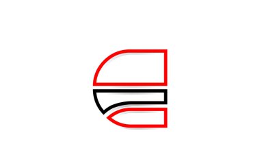 Simge tasarımı için kırmızı siyah çizgi E harfi logo alfabesi