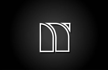 simge için siyah ve beyaz satır N harfi logo alfabesi