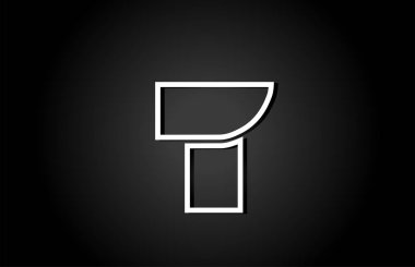 simge için siyah ve beyaz satır T harfi logosu alfabesi