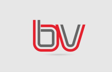 simge tasarımı için kırmızı gri alfabe harfi logo kombinasyonu Bv B V