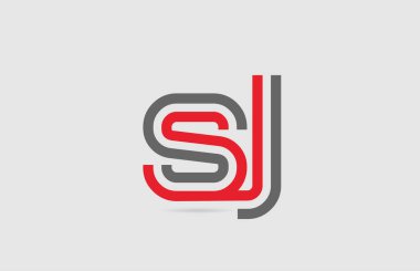 simge tasarımı için kırmızı gri alfabe harf logosu kombinasyonu Sj S J