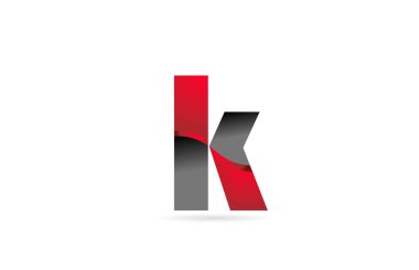 Şirket logo simgesi tasarımı için alfabe harfi k siyah gri kırmızı