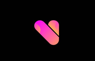 Şirketin logo simgesi tasarımı için V harfli pembe alfabe.