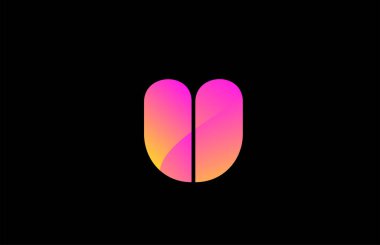 Pembe alfabe harfi. Şirket logo tasarımı için U harfi.