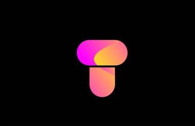 Pembe alfabe harfi T şirket logo simgesi tasarımı için