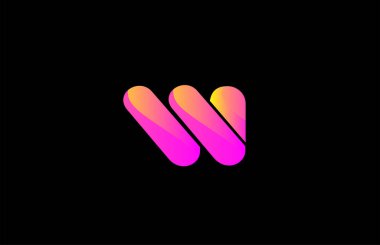 Pembe alfabe harfi. Şirket logo tasarımı için W harfi.