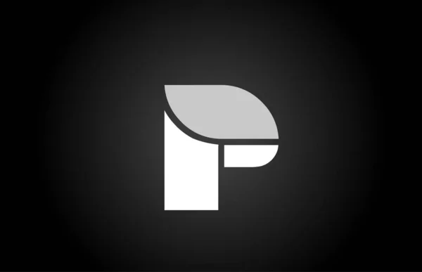Alfabeto de la letra P en blanco y negro para el icono — Vector de stock