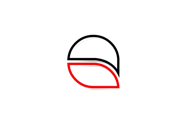 Línea negra roja letra Q alfabeto del logotipo para el diseño del icono — Archivo Imágenes Vectoriales