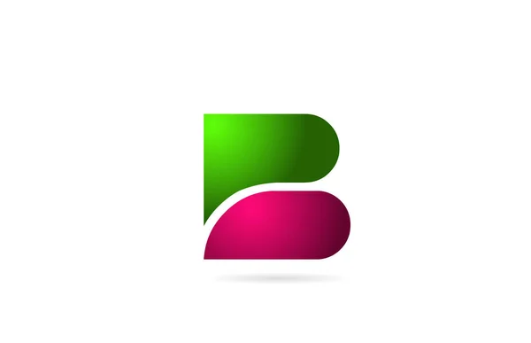 Rózsaszín zöld szín B betű logó ábécé ikon design — Stock Vector