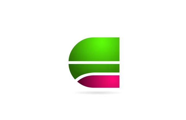 Różowy zielony kolor E litera logo alfabetu dla projektu ikony — Wektor stockowy