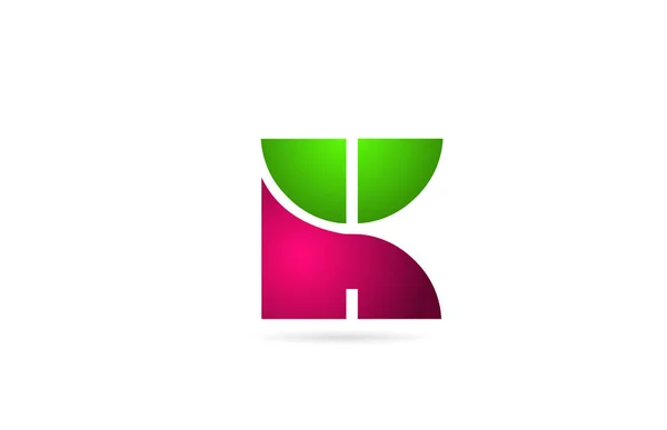 图标设计用粉红绿色K字母标识字母表 — 图库矢量图片