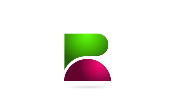 Pink green color R letter logo alphabet for icon design — Stock Vector