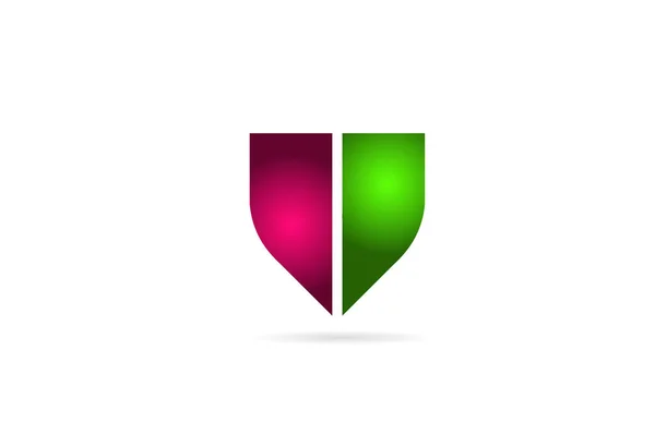 ピンクグリーンV字アイコンデザインのアルファベット — ストックベクタ