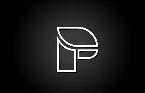 Vonal fekete-fehér P betű logó ábécé ikon — Stock Vector