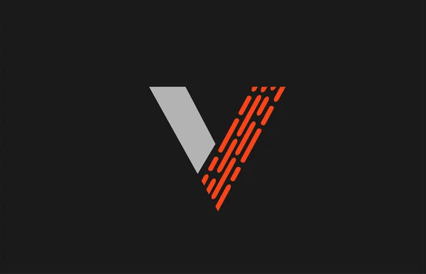 Bokstav V orange grå prickar alfabet för företagets logotyp — Stock vektor