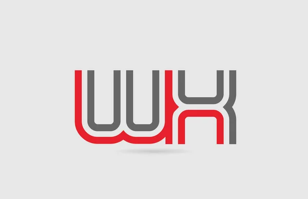 Vermelho cinza alfabeto letra logotipo combinação WX W X para design de ícone — Vetor de Stock