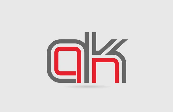 Combinazione logo lettera alfabeto grigio rosso AK A K per il design delle icone — Vettoriale Stock